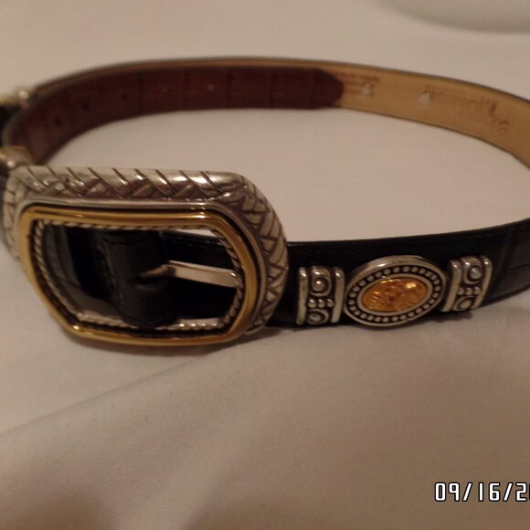 Brighton Women's Greco-Roman Leather Belt Museum Collection S21003 Beautiful Blk - Picture 1 of 16